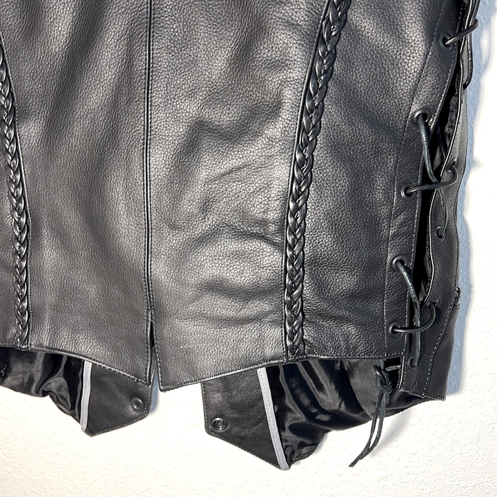 Unik Motorcycle Cowhide Leather Braided Vest - Large - Tall - Picture 4 of 9